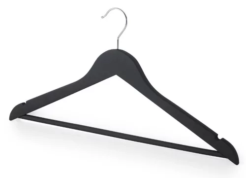 Umeraș din lemn cu crestături pentru fustă, negru (44 cm)