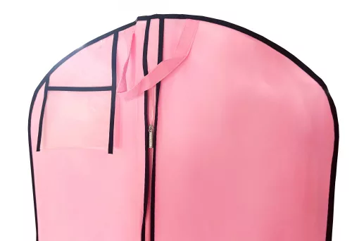 Hușă pentru rochii de seară roz cu cusături negre 180x60cm
