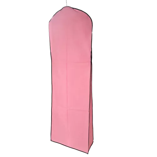 Hușă pentru rochii de seară roz cu cusături negre 180x60cm