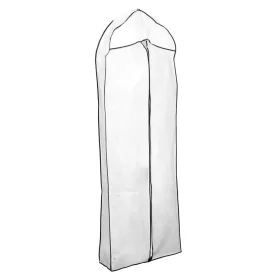   Hușă pentru rochii de mireasă/rochii de seară, albă ca zăpada, 180x70x22 cm burduf lateral si bază cu bordura neagra