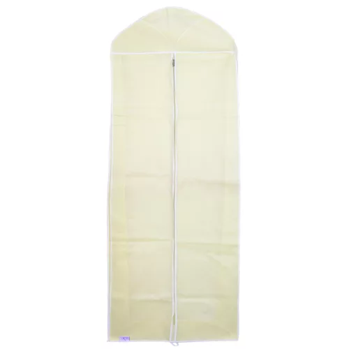 Hușă pentru rochii de mireasă/rochii de seară, albă ca zăpada, 180x70x22 cm burduf lateral si bază cu bordura neagra