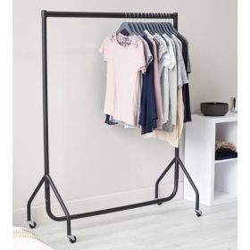   122cm stender metalic profesional de umerașe pentru haine, culoare neagră