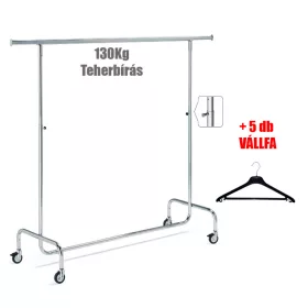   150cm stender metalic profesional de umerașe pentru haine, roțile pot fi frânate.