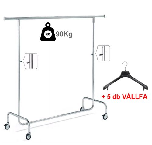 150cm stender metalic profesional de umerașe pentru haine, roțile pot fi frânate.