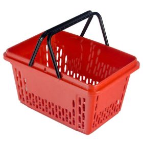Cos de cumparaturi, 28 litri, rosu, din plastic, de mana