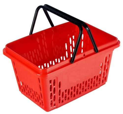 Cos de cumparaturi, 28 litri, rosu, din plastic, de mana
