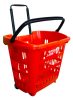 Troller, 38 litri, rosu, din plastic, cu manere de culoare neagra
