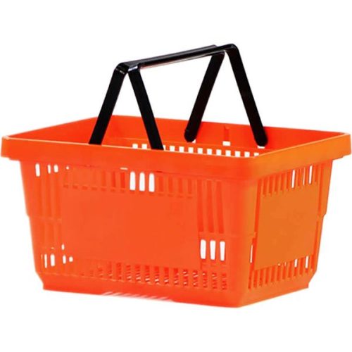 Cos de cumparaturi, 22 litri, portocaliu, din plastic, de mana