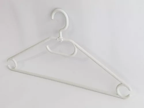 Umeraș de plastic cu crestături pentru fustă, alb, 40cm 