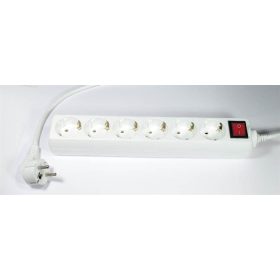   Elosztósor, 6 csatlakozóaljzat, 5 m kábelhosszúság, kapcsolóval