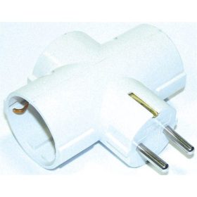   Átalakító, 3 csatlakozóaljzat, földelt, 90 fokban elforgatott