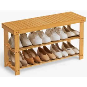 Bambusz cipőpad, cipőtartó tároló rendszer, natúr